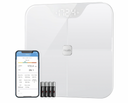 white smart scale on the side of the phone