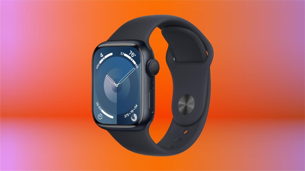 Apple Watch Series 9 in orange screen